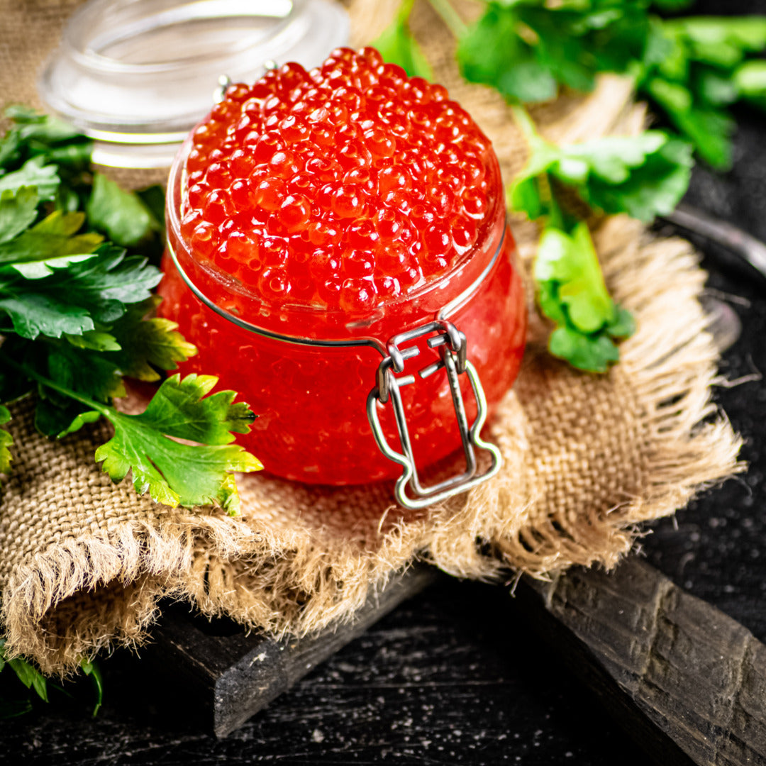 King Salmon Red Caviar 2.2 lbs - Highest Grade Wild King Salmon Roe 2.2 lbs