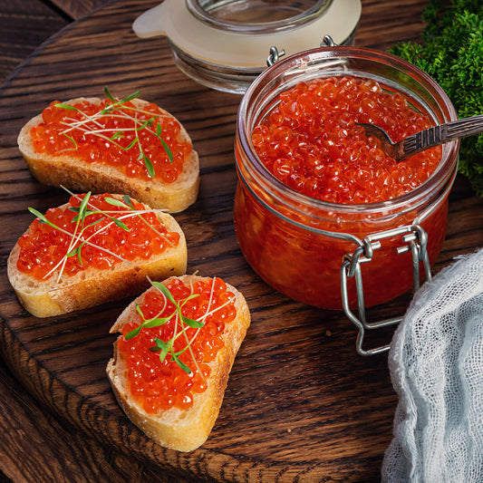 King Salmon Red Caviar 2.2 lbs - Highest Grade Wild King Salmon Roe 2.2 lbs